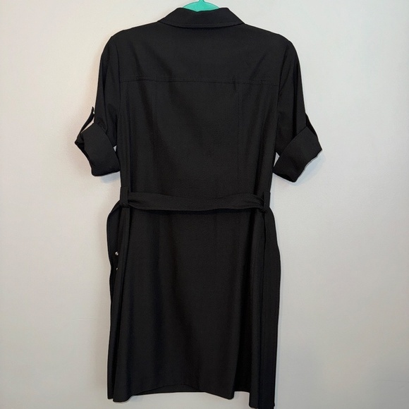EUC Michael Michael Kors Black Belted Zip Shift Dress Size PM Petite Medium - Picture 6 of 7